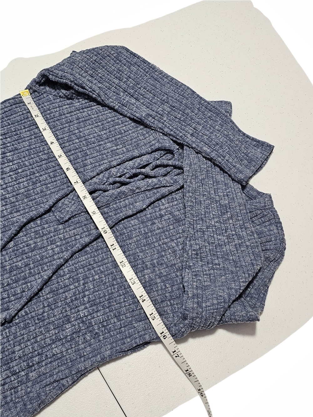 Lucky Brand Heather Light Blue Ribbed Knit Boho Top Large - Picture 8 of 12